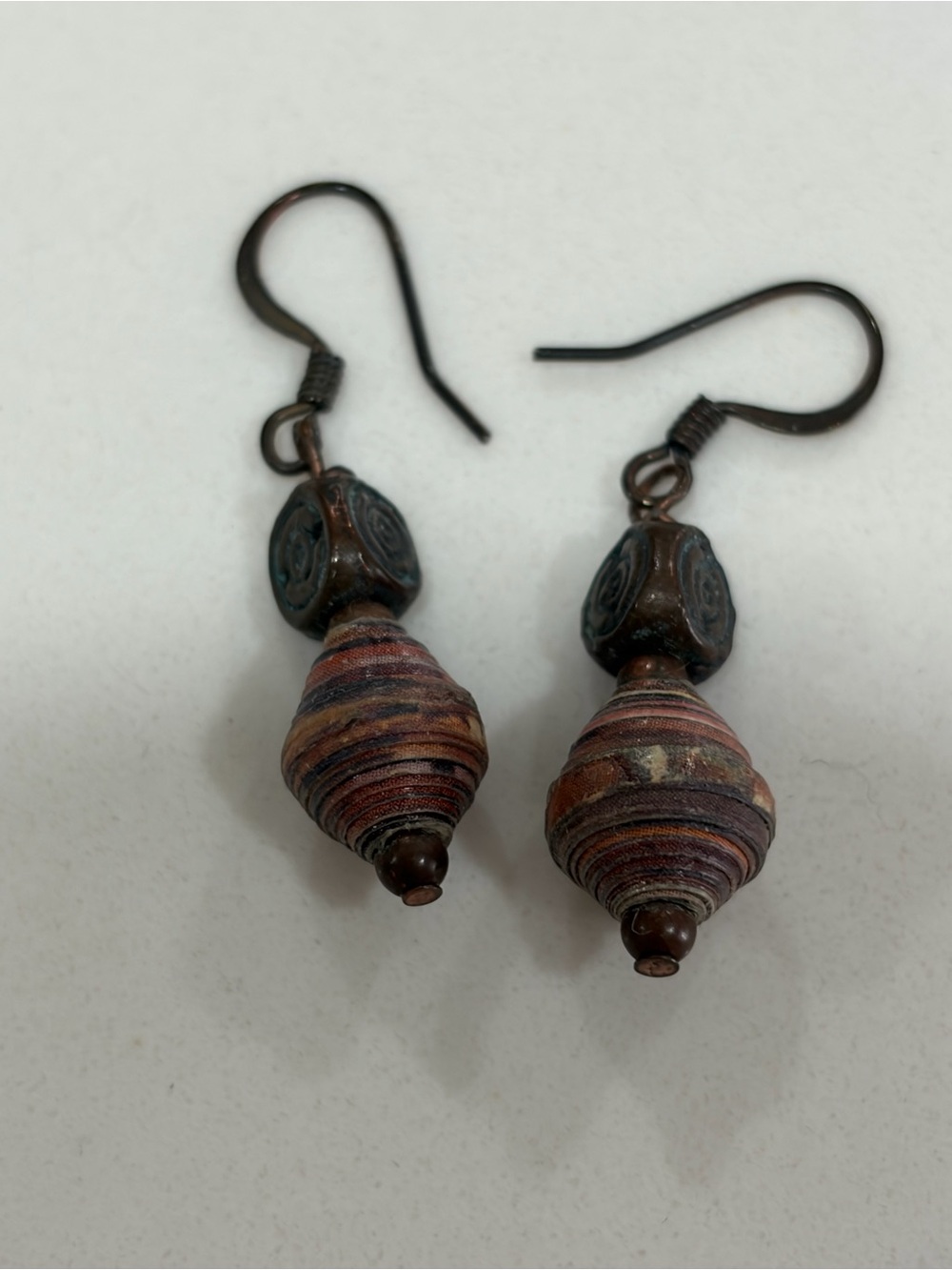 Handcrafted Multicolor Paper Bead Drop Earrings